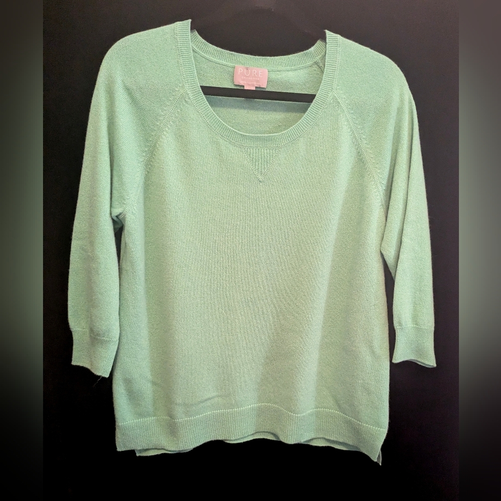 PURE Collection 100% Cashmere Mint Green Women's Crew Neck Sweater Size 8-10